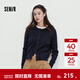 森馬（Semir）商場(chǎng)同款|騏驥紅色毛衣女2026新款細絞花學(xué)院風(fēng)修身圓領(lǐng)miu系上衣 藏青色81804 S