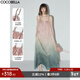 COCOBELLA度假風(fēng)漸變暈染吊帶裙女25夏手工編織肩帶連衣裙FR7057 漸變 M