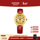 西普尼金表（HIPINE）金表女純金999足金黃金手表復古腕表時(shí)尚騏驥紅石英女情人節禮物 【光殼金面鋼扣-紅帶】金重3.5g+