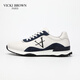 未畢（VICKI BROWN）法國未畢男鞋時(shí)尚休閑皮鞋潮流板鞋百搭阿甘鞋 白藍 43【歐碼】