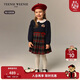 Teenie Weenie Kids 小熊童裝26年新款女寶寶拼接格紋長(cháng)袖連衣裙 藏青色 120cm