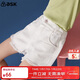 ASK JUNIOR女童褲子2025夏薄款兒童褲腳毛邊休閑牛仔短褲潮 白色 160