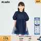 M.Latin/馬拉丁大童女童夏裝新款網(wǎng)紗時(shí)髦領(lǐng)型潮流可愛(ài)短款連衣裙 藏青 110 cm