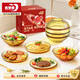 青蘋(píng)果女神節高硼硅耐熱玻璃碗盤(pán)子錘紋星球餐具套裝5件套禮物喬遷禮盒