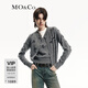 MO&Co.針織衫開(kāi)衫綿羊毛精制鏡面珠片釘鉆短款灰色毛衣摩安珂 中花灰色 S 160