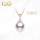 GiO珠寶 Akoya海水珍珠項鏈女18K金配鉆石送女友送老婆生日禮物