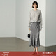 顏域高級感鉆石絨魚(yú)尾裙女2024新款秋裝中長(cháng)款裙子絲絨高腰半身裙 灰色 L/40