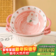 佩爾森卡通陶瓷雙耳湯碗家用湯碗泡面碗餐具草莓兔湯碗+勺子