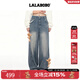 LALABOBO【付思超同款】LALABOBO牛仔褲25年秋新款原創(chuàng  )松弛感直筒彎刀褲 深藍白 24