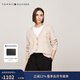 Tommy Hilfiger【金智秀同款】秋冬女裝絞花寬松V領(lǐng)麻花羊毛衫針織開(kāi)衫外套 米白色0F8 S