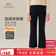 英氏（YEEHOO）女童喇叭褲兒童褲子中大童裝長(cháng)褲休閑加厚加絨打底褲冬 黑色 140 