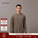 Calvin KleinJeans春秋男士休閑通勤ck刺繡純棉寬松純色打底衫長(cháng)袖T恤上衣 GPF-深咖 M