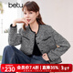 百圖betu女裝春季新款短外套高級感小香風(fēng)長(cháng)袖毛呢外套女2401T40 黑色 M