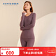 舒雅（Schiesser）女士厚款阿米諾Plus系列氨基酸含羊毛雙層保暖內衣套裝E0/23977W 深紫 L 【60-65公斤】