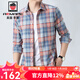 AEMAPE襯衫男士2025春秋季新款純棉免燙上衣服休閑格子襯衣長(cháng)袖外套男裝 紅色 38  建議100-120斤