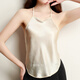 絲界真絲緞面提花肚兜成人性感吊帶背心100%桑蠶絲女情趣貼身內衣睡衣 米色