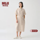 MUJI MUJI IDEE 女式 強捻短袖襯衫連衣裙女裝裙子夏季連身裙GAD12C4S 米白色 L (165/88A)