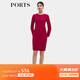 PORTS寶姿女裝秋冬新款純色中長(cháng)連衣裙YLL8D006GFB011 桑葚紅 M (6)