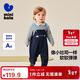 迷你巴拉嬰幼兒連體衣條紋背帶假兩件可外穿寶寶衣服秋季2025新品