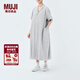 MUJI IDEE 女式 泡泡紗 短袖連衣裙 女裝裙子夏季 GAD53C4S 淺灰色 均碼 165/88A