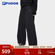 FILA FUSION斐樂(lè )潮牌梭織長(cháng)褲女冬季新款時(shí)尚休閑寬松直筒褲 正黑色-BK S 160/62A/S