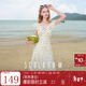 三彩2025夏季新款提花連衣裙波點(diǎn)印花荷葉邊收腰長(cháng)裙法式M 米白色花卉 L 165/88A