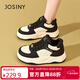 卓詩(shī)尼厚底休閑鞋女加絨保暖松糕底板鞋百搭運動(dòng)鞋 米黑【薄絨】 37 