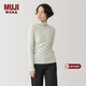 MUJI女式 使用大豆纖維羅紋編織高領(lǐng)長(cháng)袖T恤打底衫女款上衣BB2Q5A4A 淺綠色 XL （165/92A）