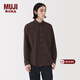 MUJI男式 法蘭絨長(cháng)袖襯衫男士襯衣25年冬季空調衫男裝純棉 棕色 L （175/100A）