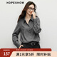 紅袖（hopeshow）高級百搭氣質(zhì)襯衫2025冬季新款女裝知識分子風(fēng)顯瘦法式小資小上衣 煙灰056 M