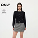 ONLY2025秋季新款時(shí)髦釘鉆正肩柔軟舒適開(kāi)衫針織衫女|12613A005 H1Z黑色 2XL