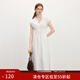 范思藍恩白色v領(lǐng)蝴蝶結系帶收腰連衣裙女夏季2025新款裙子2750 白色 M