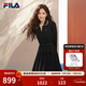FILA 斐樂(lè )楊冪同款女子連衣裙春新款時(shí)尚休閑寬松收腰翻領(lǐng)連身裙 正黑色-BK XL 175/92A