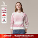 哈吉斯（HAZZYS）女裝 秋款女士條紋青春活力休閑衛衣女ABTSE0BCX08 紅色RD M (160/84A 38)