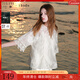 三彩2025夏季新款萊賽爾刺繡小衫兩件套七分袖新中式女 米白色 M 160/84A