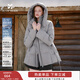 香影灰色連帽羽絨服女2025冬季新款系帶收腰90白鴨絨拼接保暖外套 中灰 XL 170/92A/125-140斤