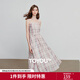 初語(yǔ)法式復古格紋抹胸吊帶裙女2025夏季新款收腰A字裙連衣裙 冰粉色 M