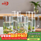 青蘋(píng)果帶把水杯茶杯 扎啤杯啤酒杯 無(wú)鉛玻璃杯可樂(lè )杯飲料杯4只裝320ml