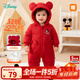 迪士尼（Disney）嬰兒寶寶加厚夾棉紅色拜年服連體衣保暖衣服外出抱衣棉服 【三層夾棉】大紅色 90cm （建議15-24個(gè)月身高80-90cm)