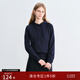 自巧[恒溫暖皮]小個(gè)子學(xué)院風(fēng)連帽衛衣女2025秋裝新款純色套頭上衣 藏青色 S 3
