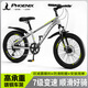 鳳凰（Phoenix）兒童山地自行車(chē)5-16歲女男孩減震變速22寸灰色 適合身高135-160cm