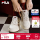 FILA 斐樂(lè )官方女鞋CAMPUS 1S板鞋2026春季新款方塊鞋1S時(shí)尚休閑鞋 奶油白色-CC 37.5
