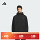 adidas拒水防風(fēng)加絨休閑連帽夾克外套男裝秋冬阿迪達斯輕運動(dòng)   黑色   L