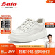 拔佳Bata小白鞋女商場(chǎng)同款牛皮厚底透氣休閑運動(dòng)板鞋UFI08CM4 白色 37