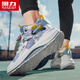 回力男鞋籃球鞋新款高幫減震耐磨實(shí)戰球鞋運動(dòng)休閑跑步鞋子 米藍黃 42