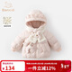 班喜迪女童棉服冬季2025新款兒童洋氣外套冬裝寶寶加絨夾棉連帽上衣童裝 粉色 100