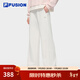 FILA FUSION斐樂(lè )潮牌針織直筒長(cháng)褲女25冬季新款時(shí)尚休閑寬松闊腿褲子 云白色-WT S 160/62A/S