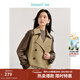 茵曼（INMAN）【新復古回潮】撞色拼接PU皮風(fēng)衣2025春秋女新款小個(gè)子短款外套 卡其色 L