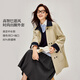 茵曼（INMAN）茵曼巴恩風(fēng)撞色中長(cháng)款風(fēng)衣2026春女裝新款復古工裝外套 土卡其 M