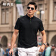 布先生拉鏈立領(lǐng)時(shí)尚機能風(fēng)短袖T恤男夏季字母印花設計上衣AT16076 鋼琴黑 XL (180)